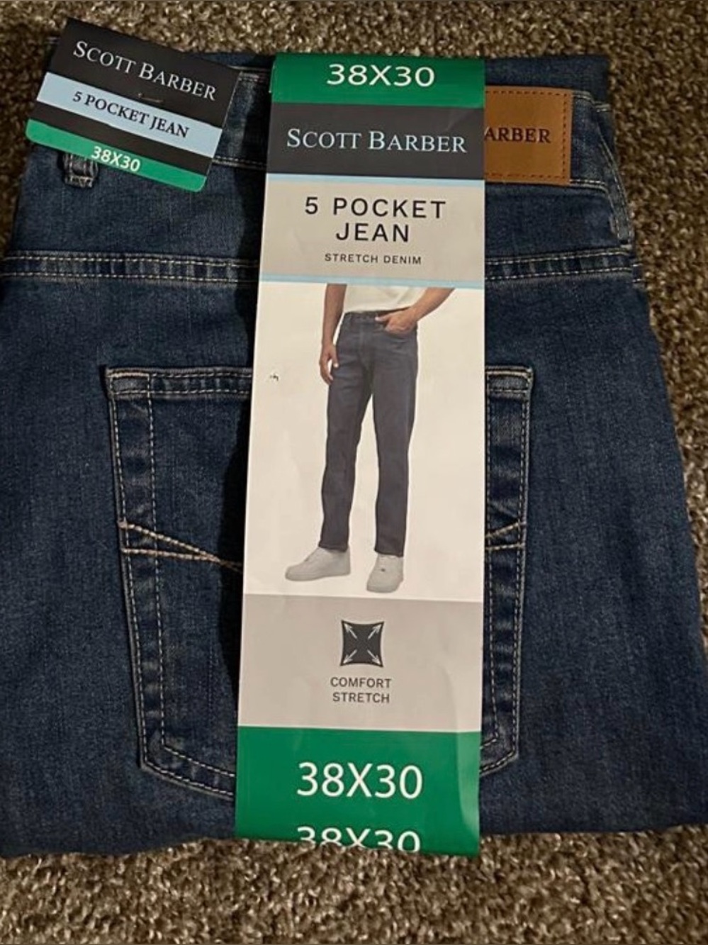 Scott Barber Men's Straight 5-Pocket Jeans - Dark Blue 38x30